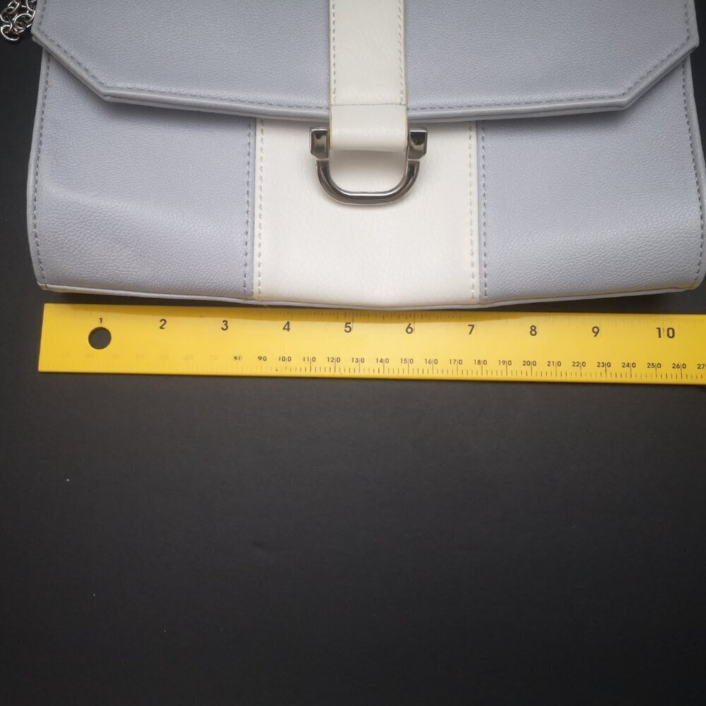 Ricki's Grey & White Faux Leather Clutch or Shoulder Bag w/ Magnetic Closure - Picture 9 of 10